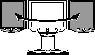 Turning the monitor left or right. 
Always unlock the monitor arm before turning the monitor left or right.