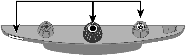 Press red Focus Lock button,  center of black Magnification dial, and center of blue Color Select dial to display the firmware version number