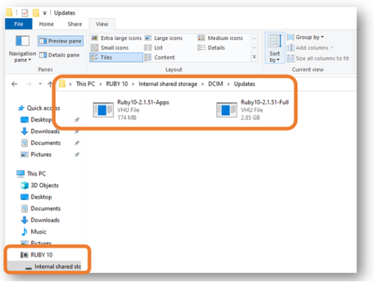 Screen capture of File Manager showing the directories in RUBY 10